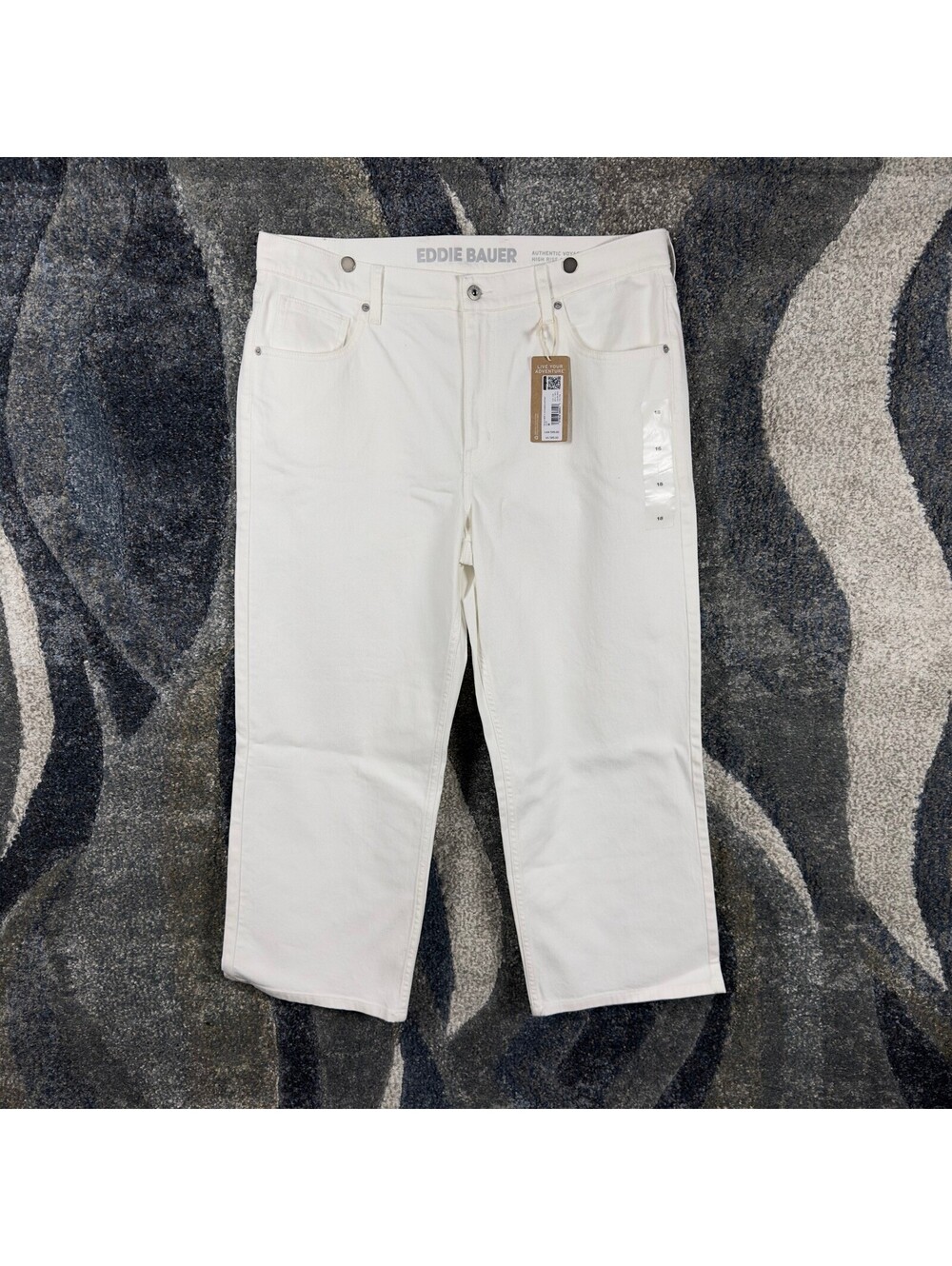 NEW Eddie Bauer Voyager Straight Jeans Womens 18 White Denim